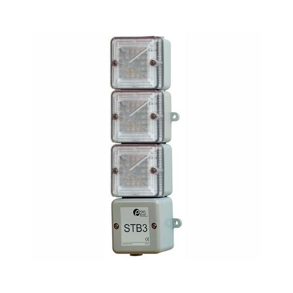 STB3DC024MS11242 E2S  LED Alarm Tower STB3DCG 24vDC [grey] with RED, AMBER & GREEN LED Elements